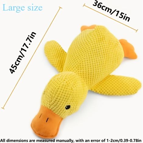 Jouet pour animaux de compagnie en peluche en forme de canard qui émet des sons et des couinements, procurant un soulagement du stress avec des effets réalistes. (1/5)