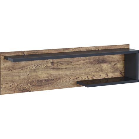 Etagère murale coloris chêne, graphite - Longueur 150 x Profondeur 25 x hauteur 42 cm -PEGANE- (1/2)
