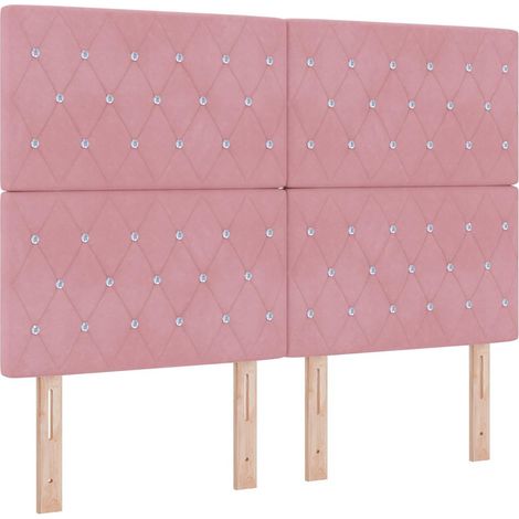 Box Spring Bed with Mattress Pink 140 x 190 cm Velvet vidaXL (1/5)