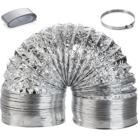 Tuyau Souple Aluminium - Diamètre 160 mm - Longueur 5 m - Pour Evacuation Sèche-Linge Ventilation Climatisation Poêle à Bois (1/5)