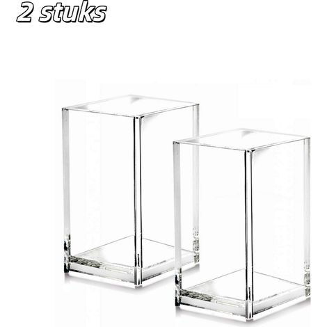 Lot de 2 porte crayons et boîtes de rangement en acrylique transparent organisateurs pour cosmétiques et petits objets pour salle de bain cuisine et bureau (1/5)