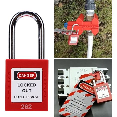 Lot de 10 cadenas de consignation rouges avec anse à déploiement automatique (1/4)