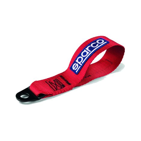 Crochet de remorquage Sparco Tow Strap Racing Red avec patch Martini Racing brode' en acier haute re'sistance Trou 15 mm ruban fixe