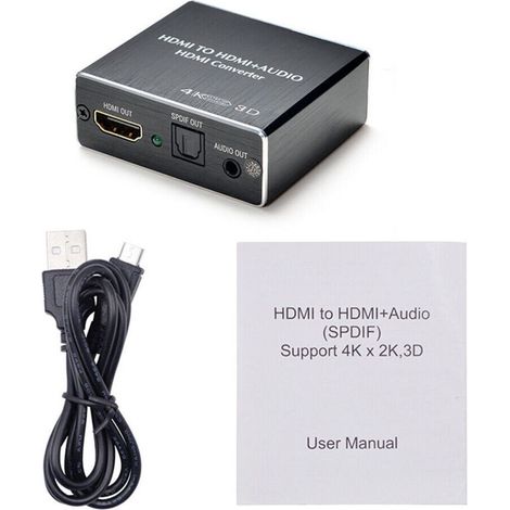 Basetbl – Convertisseur audio stéréo HDMI 4K – Sortie HDMI et SPDIF optique 3,5 mm – Extraction audio 2 canaux et 5.1 canaux (1/4)