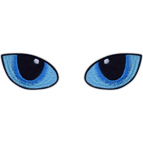 Patchion Katzenaugen blau - bei Nacht GROSS - Aufbügelbar / Heißsiegelrückseite - Gestickter Aufnäher/Abzeichen/Emblem