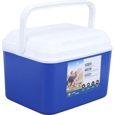 Tragbare 5-Liter-Kühlbox, großes Fassungsvermögen, multifunktional, hält Speisen und Getränke frisch, isolierter Hartschalenkoffer für Autoreisen, blau. (1/5)