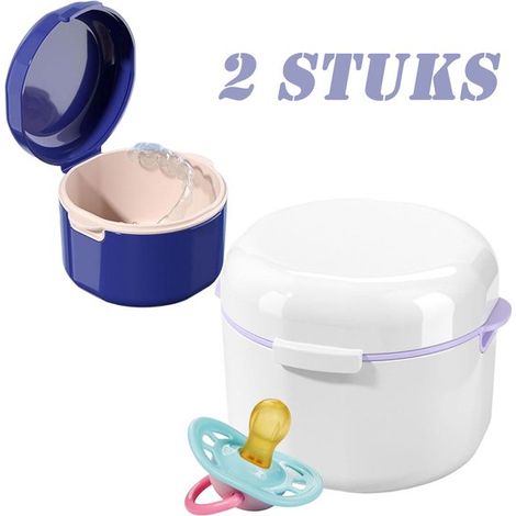 Boîtes de rangement pour appareils dentaires 2 pièces – Étuis avec panier filtrant pour nettoyage et rangement des prothèses dentaires – Boîtes anti-poussière avec protection intérieure – Violet blanc (1/5)