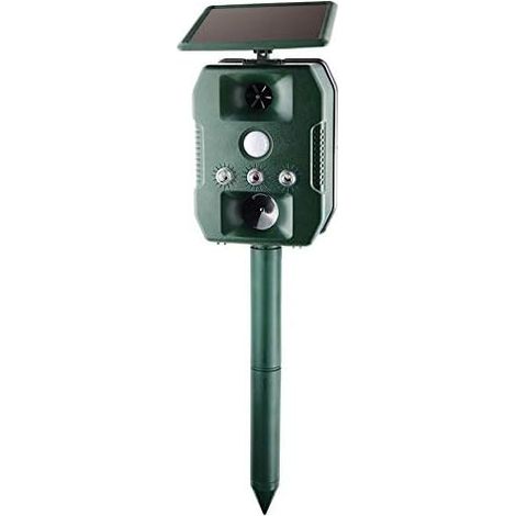 Repellente per gatti a ultrasuoni per esterni - Anti-cani, piccioni, topi e ratti - Repellente solare USB multifunzione a LED con suono, vibrazione - Cacciatore di talpe - Repellente per roditori - Di