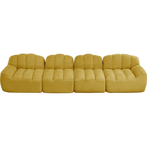 Divano Modulare Angolare, Forma a Conchiglia, Seduta Ampia, Schienale Ergonomico, Fleece Granulato, Giallo (1/5)