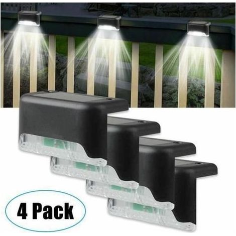 pair 4 Pack Lumières solaire de clôture Lampe Solaire Extérieur escalier clôture terrasses décoration étanche Blanc chaud (1/4)