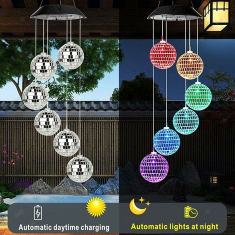 Carillon solaire LED suspendu, boule à facettes-AquaForge