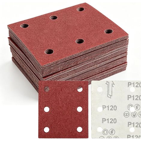 60 Pièces Papier Abrasif pour Ponceuse 115 x 101mm 120 Grain (1/5)