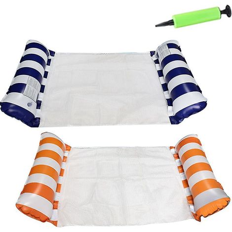 Lot de 2 hamacs gonflables pour piscine, accessoires de piscine multifonctionnels pouvant servir de chaise longue aquatique, hamac, selle, flotteur, hamac d'eau (1/5)