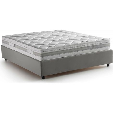 Dmora - Cama matrimonial Deusep, Cama contenedor con revestimiento de tela, 100% Made in Italy, Apertura frontal, con colchón Cm 160x200 incluido, Gris