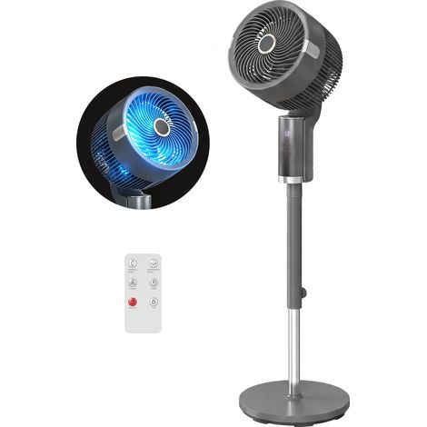 Ventilateur colonne avec 8 vitesses, affichage LED, télécommande, minuterie, oscillation 90°, gris. (100 ) (1/5)