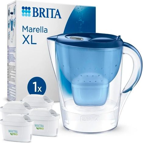 Brita Caraffa Marella XL Blu Capacità 3.5 L , MAXTRA PRO All-in-1 Caraffa + 4 Filtri