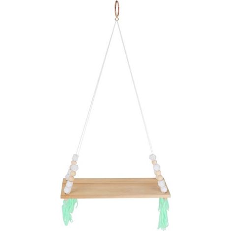 Étagère Murale - Bois Naturel - Vert Vieilli - 35 x 13,8 cm - Style Rustique - Décoration et Rangement Intérieur - 1 Pièce (1/5)