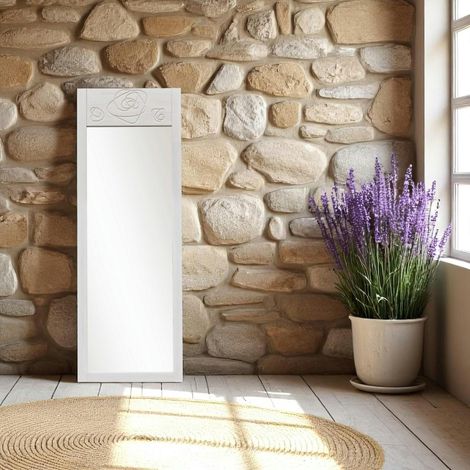 Miroir vertical blanc - motif rose HILO (1/5)