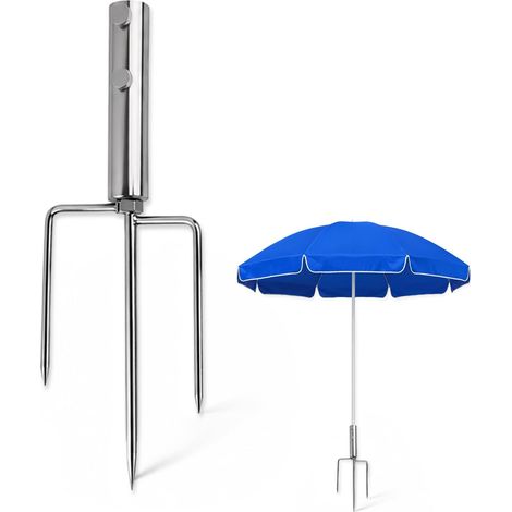 Support Parasol Métallique avec Piquet de Sol, Pied de Parasol Plage, Support Réglable pour Mât Ø22-25 mm (1/5)