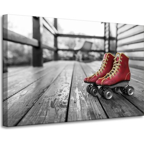 Leinwanddruck Vintage rote Rollschuhe 90x60 cm