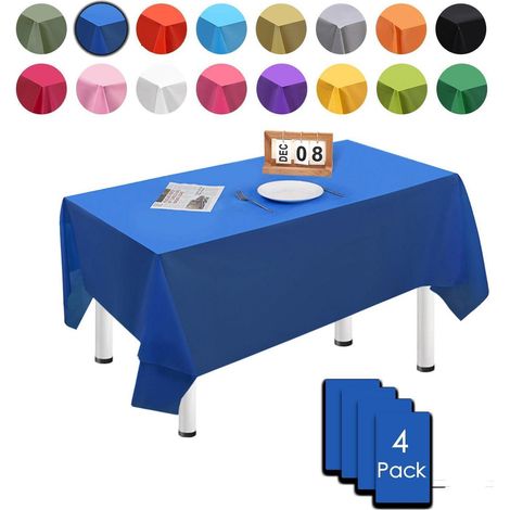 Lot de 4 nappes 137x274cm Bleu Foncé, Imperméable & Anti-taches
