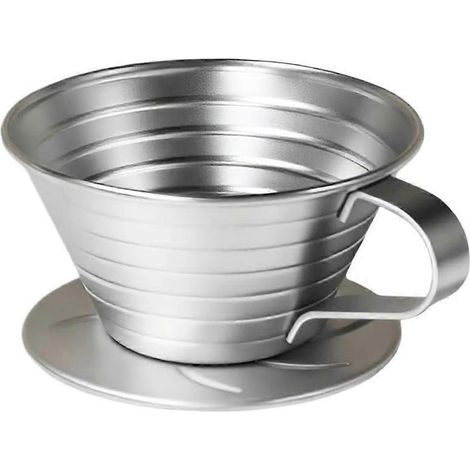 Filtre à café à fond plat en acier inoxydabletype filtre à café filtreaccessoires pour la préparation de café à la maincouleur argent. (1/5)
