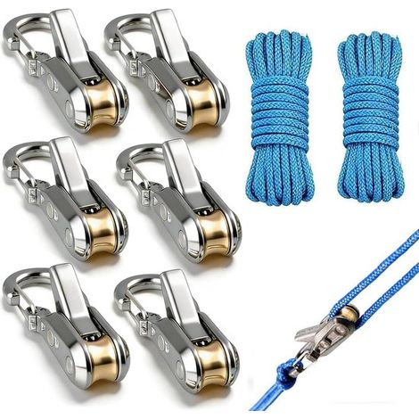 Tendeur de corde 8 pièces avec rouleaux, cliquet, tendeur robuste pour paracorde, cliquet 52 kg, cliquet réglable, outil de fixation de corde sans nœuds S (1/5)