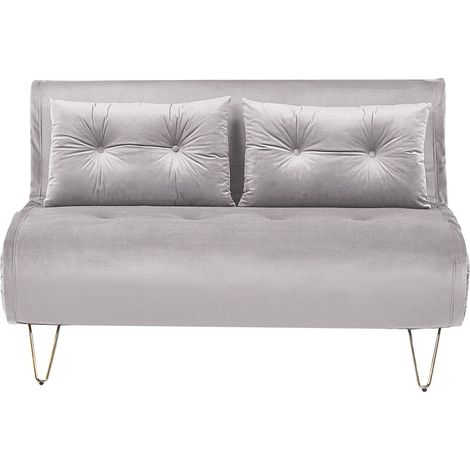 Schlafsofa 2-Sitzer VESTFOLD Samtstoff Grau