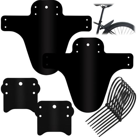 Garde-boue de Vélo VTT Kit de Protection Contre la Boue Arrière et Avant avec Attaches de Câble Ajustable pour Frein à Disque Noir 2 Paires (1/5)