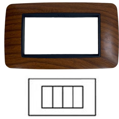 Placca Interruttore 4 Posti Compatibile Living Placchetta Legno Copripresa (1/5)