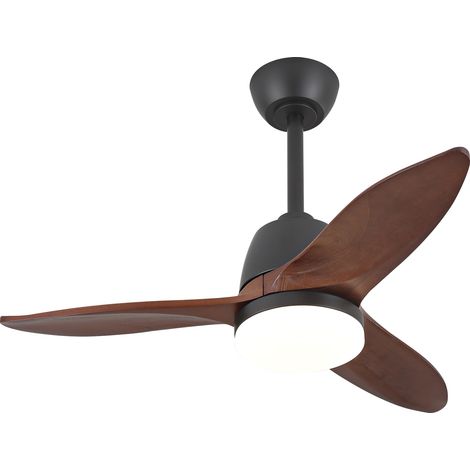 Ventilador de techo negro moderno 36" con LED 20W, 3 aspas de madera y motor DC reversible (1/5)