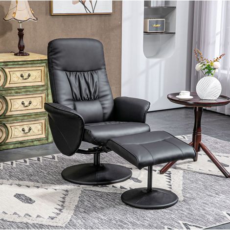 poltrona soggiorno reclinabile con pouf in metallo nero OKMYHOME (1/4)