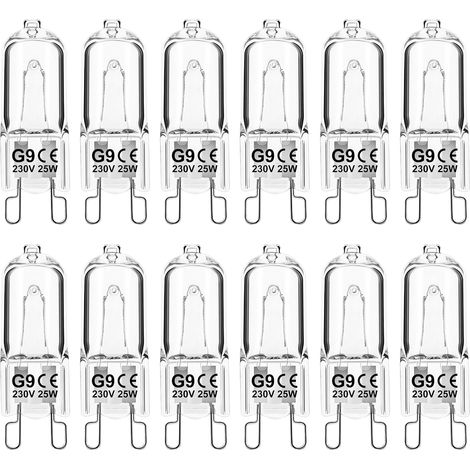 Ampoule Halogène G9 25W 230V Blanc Chaud Dimmable Résistante 300°C pour Four Micro-onde et Plafonnier Lot de 12 (1/5)