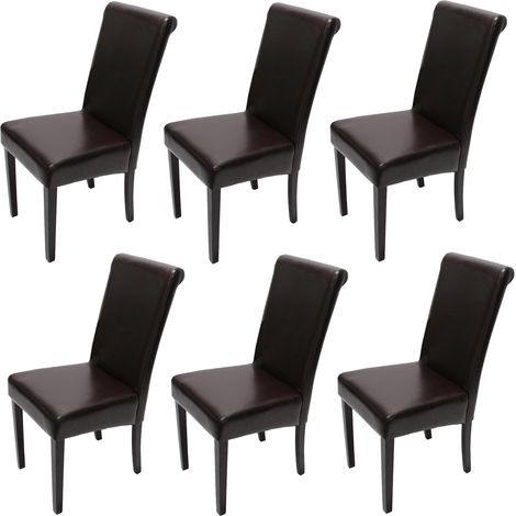 [NON UTILIZZATO] Set 6x sedie soggiorno elegante Novara II pelle sala da pranzo 60x41x99cm, marrone piedi scuri (1/2)