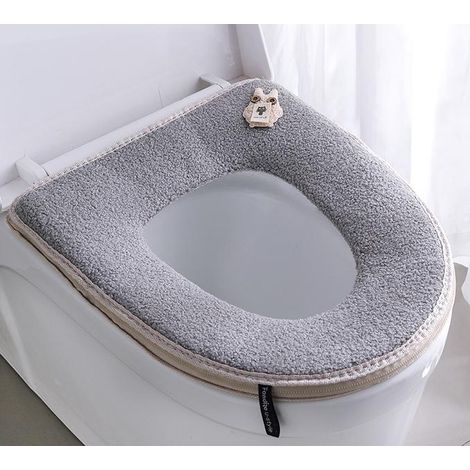 grauer, wasserdichter Toilettensitz, universelles Toilettenkissen mit Reißverschluss, beheizte Polsterung für die meisten Toiletten (ohne Aufkleber) (1/3)