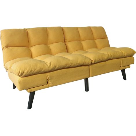 Canapé-lit rembourré , canapé convertible en lit en tissu coloris Moutarde - Longueur 183 x Largeur 86,5 x Hauteur 81 cm (1/5)