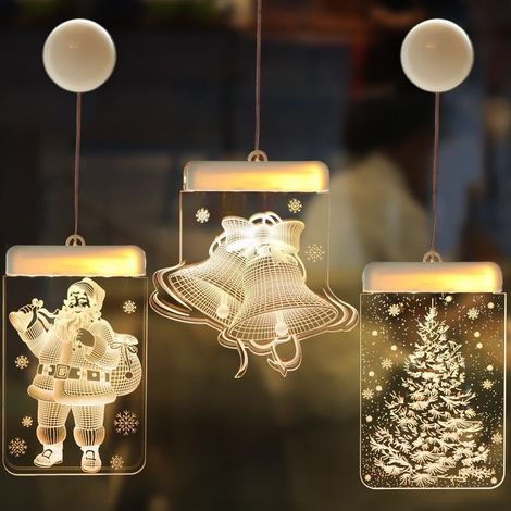 Lumières de Noël Decoration Noël Exterieur,Lumières d'arbre de Noël 3D suspendues,guirlande Noël sapin pour décorations de chambre à coucher d'arbre de Noël intérieur extérieur (3 styles) (1/5)