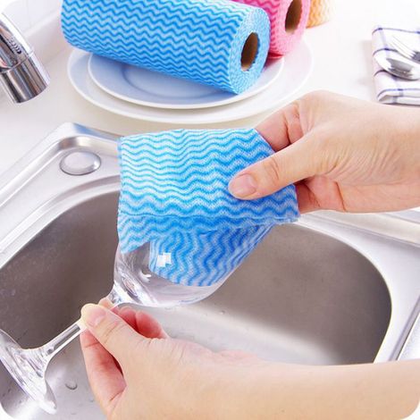 3 rouleaux d'éponges réutilisables, adaptés pour la vaisselle et le nettoyage, lingettes absorbantes pour usage domestique et quotidien (1/4)