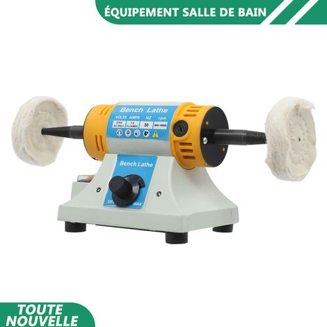 WAOBDLA Machine de polissage 320W 220V Polisseur de banc Vitesse réglable 800-10000RPM avec Polisseur de table de roues de tissu 2x (1/5)