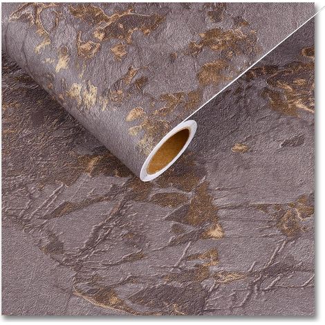Papier peint effet marbre marron doré mat à décoller et à coller - Papier contact autocollant pour plan de travail de cuisine - Papier peint texturé pour armoire de salle de bain - 30 cm x (1/5)