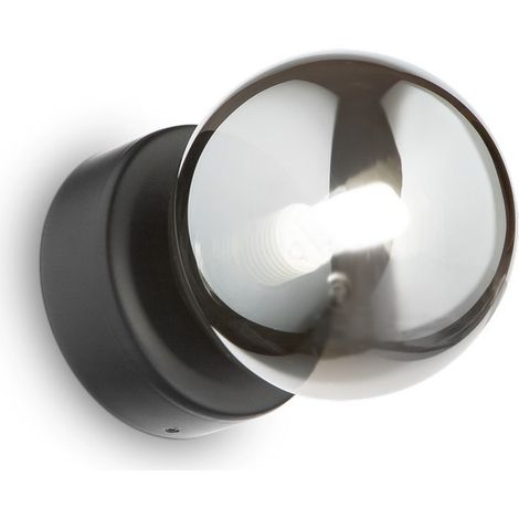 Ideal Lux PERLAGE Applique Noire, Avec Abat-Jour En Verre