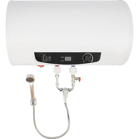 HAUTOUR Chauffe-eau électrique 70L - 220 V - 2000 W - Avec douchette et tuyau - Chauffe-eau horizontal - 35 à 75 °C - Pour salle de bain, salon de coiffure (1/5)
