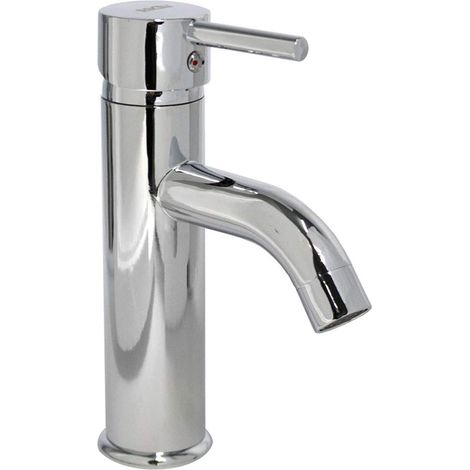 Rubinetto per lavabo a canna alta moderno miscelatore per lavandino da bagno monocomando monoforo in ottone cromato lucido (1/4)