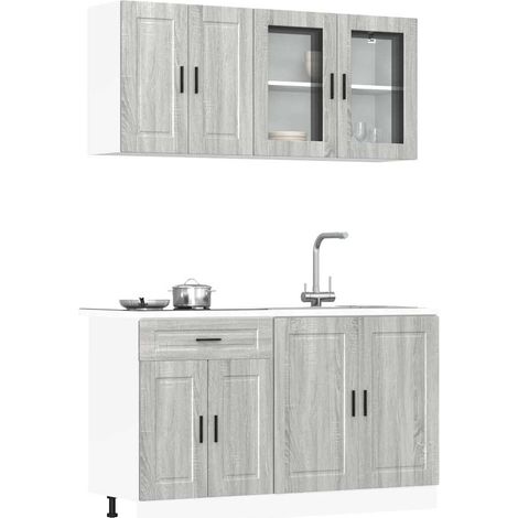 4-tlg. Küchenschrank-Set Porto Grau Sonoma Holzwerkstoff