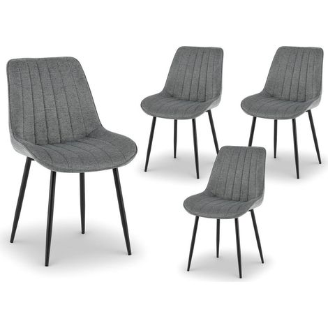 Lot de 4 chaises en tissu gris LOREVA (1/5)