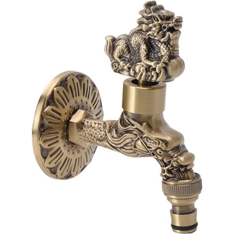 G1/2 Brass Wall Mounted Faucet, European Retro Kitchen Bathroom Outdoor Garden Tap MUMU (1/4)