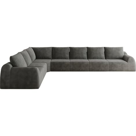 Divano Angolare in Tessuto, Senza Montaggio, Schiuma ad Alta Elasticità, Chenille, Grigio Scuro (1/5)
