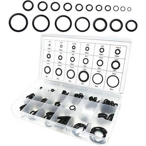 Kit Joints Toriques Caoutchouc 225 Pièces 18 Tailles, Résistant Huile Chaleur, Étanchéité Universelle Plomberie Auto Air Gaz (1/4)