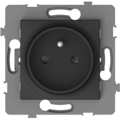 Prise simple 2P+T encastrable - à composer - métal Noir brossé - Kouro - Zenitech