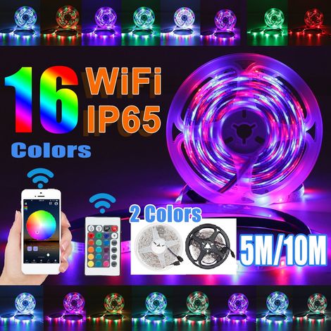Ruban LED 10M/5M Étanche 300 LED 5050 Flexible Wifi Multicolore RGB Avec Télécommande IR (1/5)